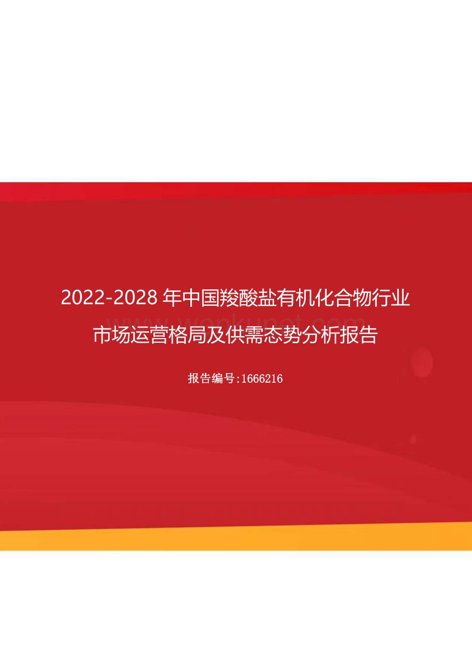 2022年中国羧酸盐有机化合物行业市场运营格局及供需态势分析报告（更新版）.docx_第1页