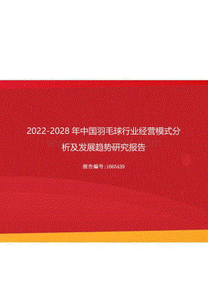 2022年中国羽毛球行业经营模式分析及发展趋势研究报告（更新版）.docx