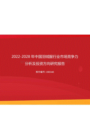 2022年中国羽绒服行业市场竞争力分析及投资方向研究报告（更新版）.docx