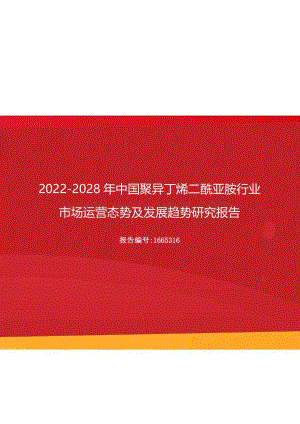 2022年中国聚异丁烯二酰亚胺行业市场运营态势及发展趋势研究报告（更新版）.docx