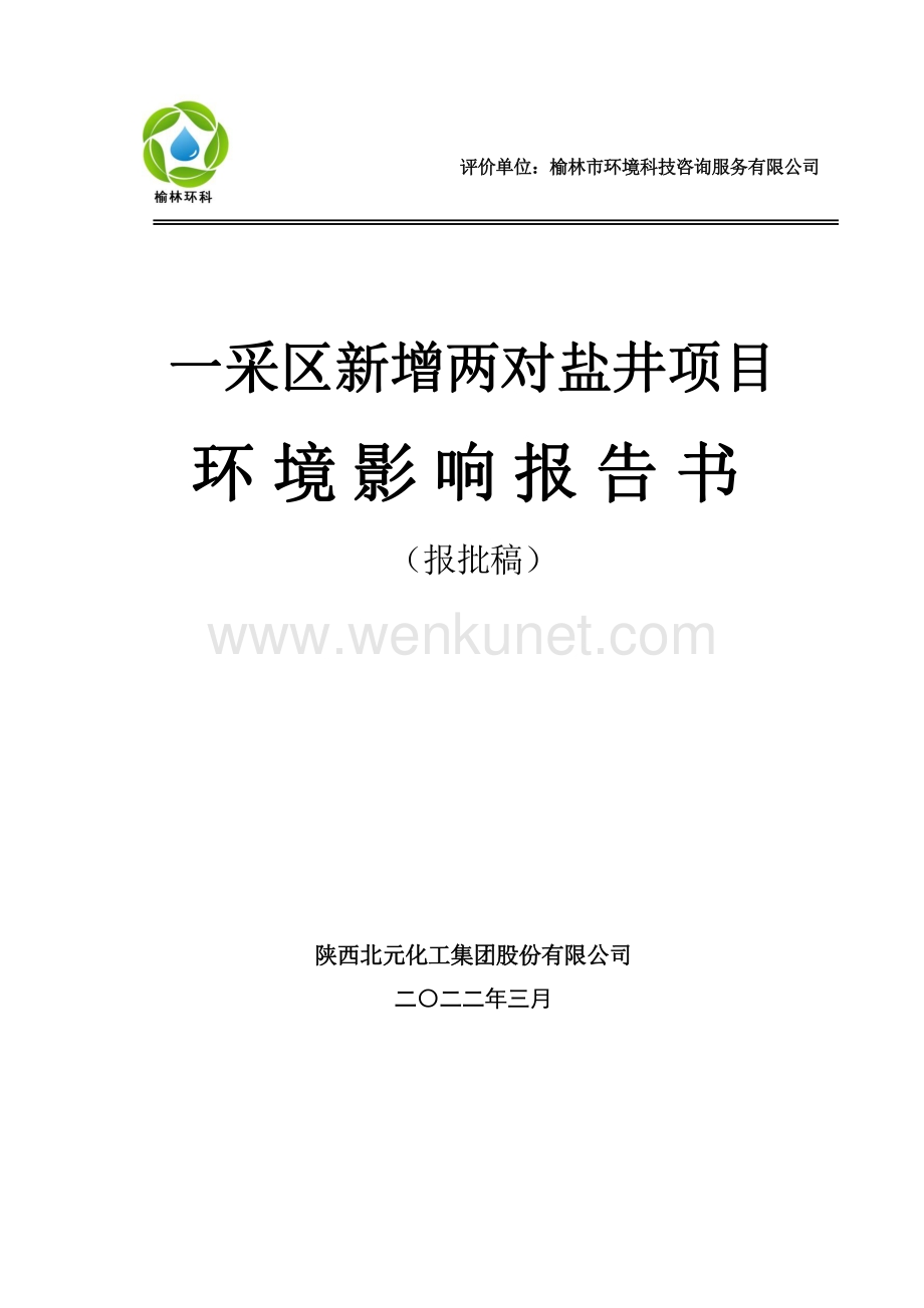 陕西北元化工集团股份有限公司一采区新增两对盐井项目报告书.pdf_第1页