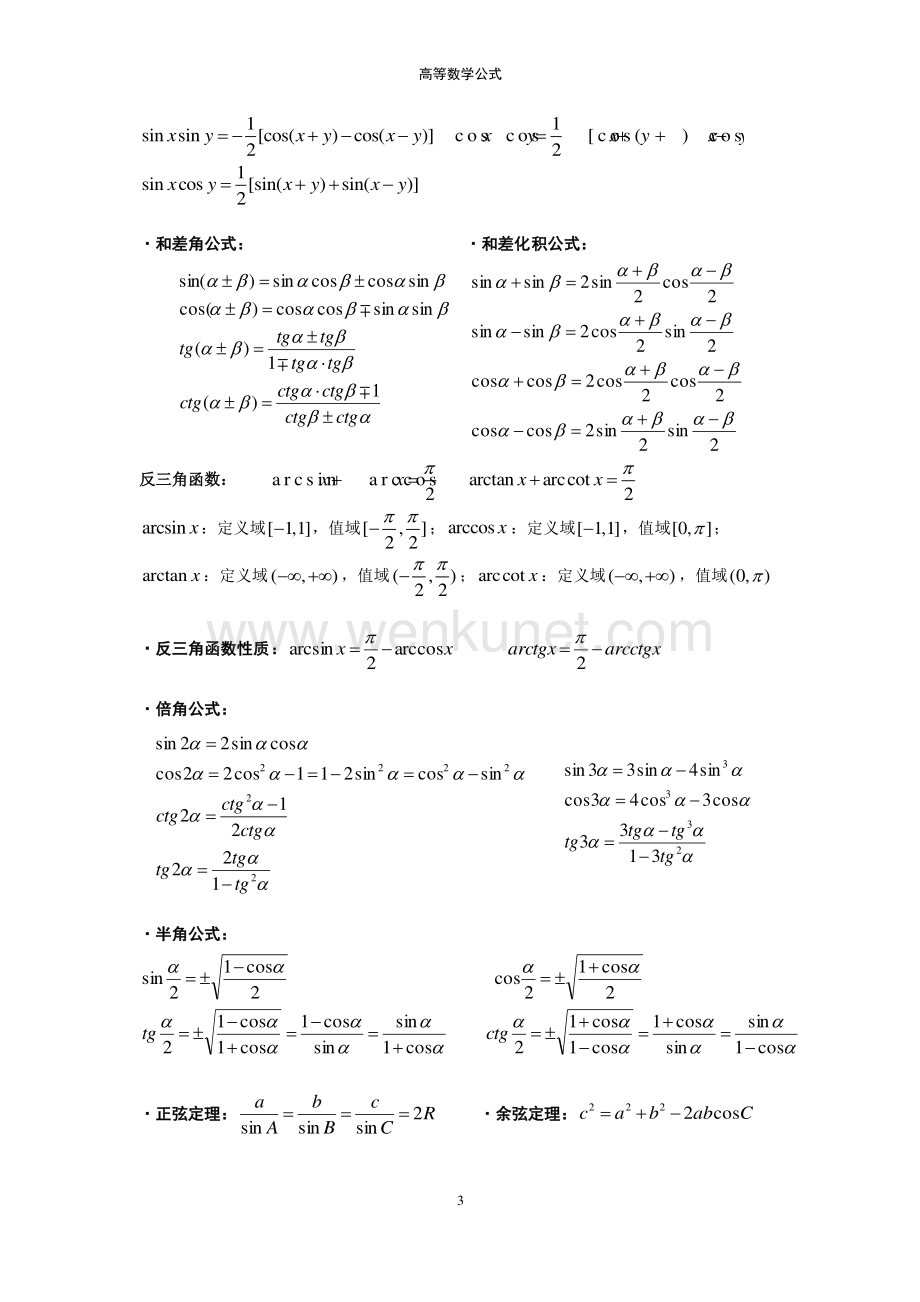 高等数学公式大全以及初等函数图像.pdf_第3页
