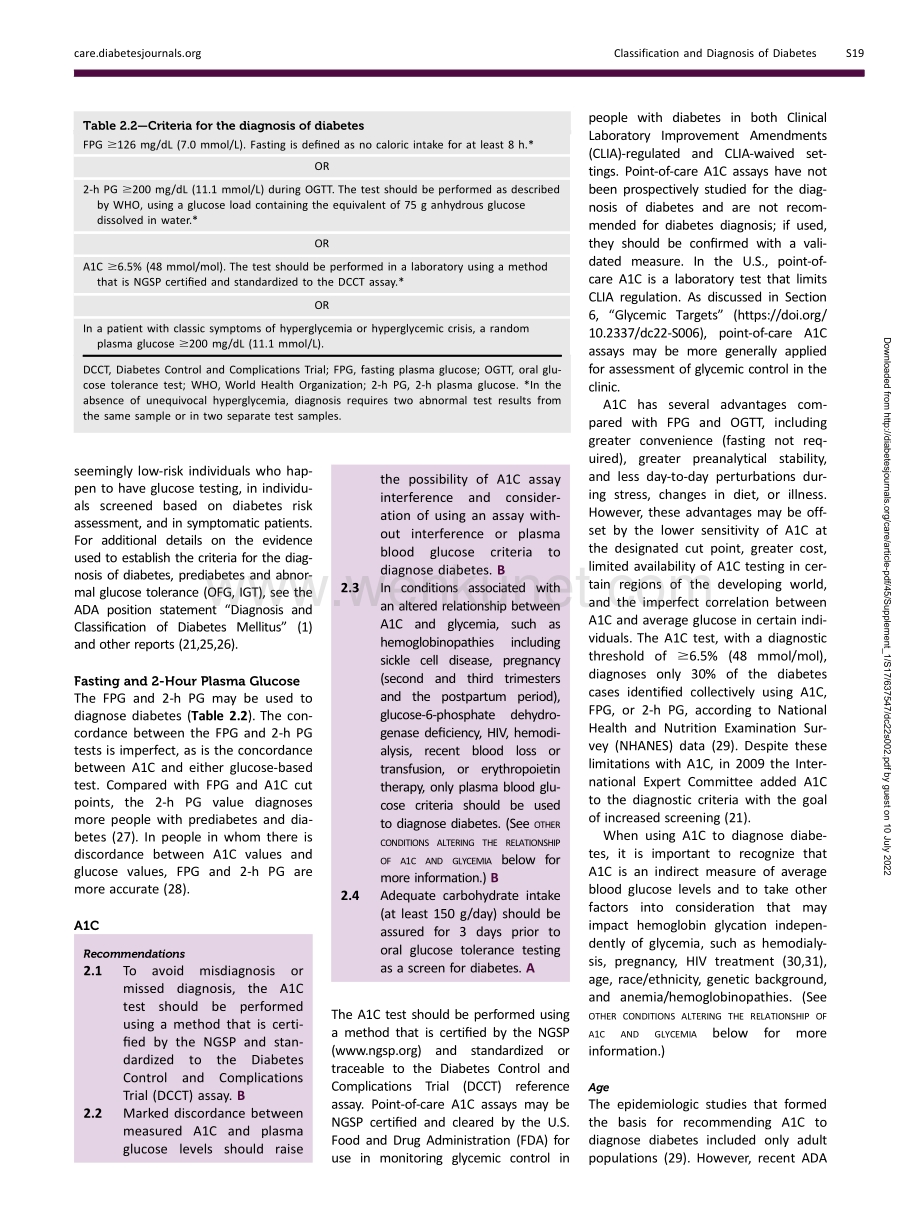ADA糖尿病的分类、诊断：糖尿病的医疗护理标准(2022年).pdf_第3页