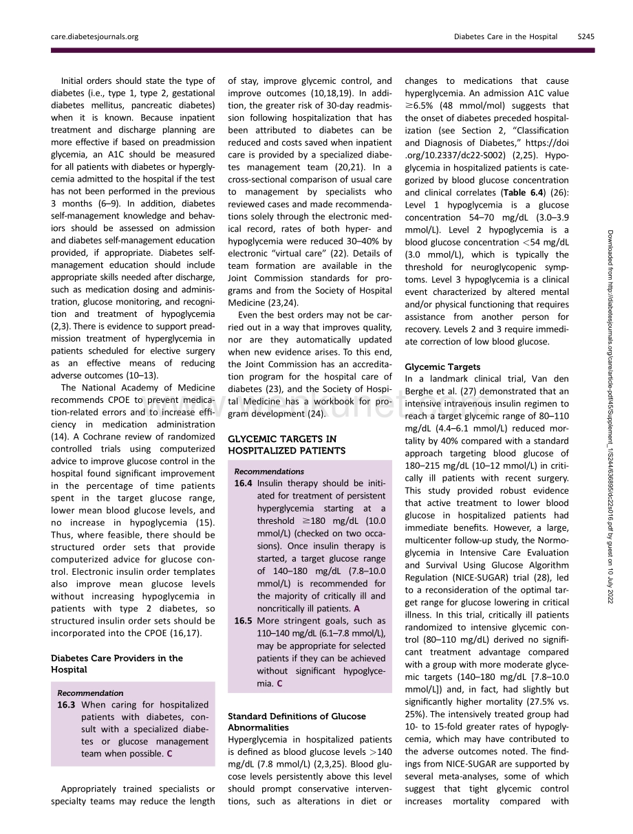 ADA医院的糖尿病护理：糖尿病的医疗护理标准(2022年).pdf_第2页