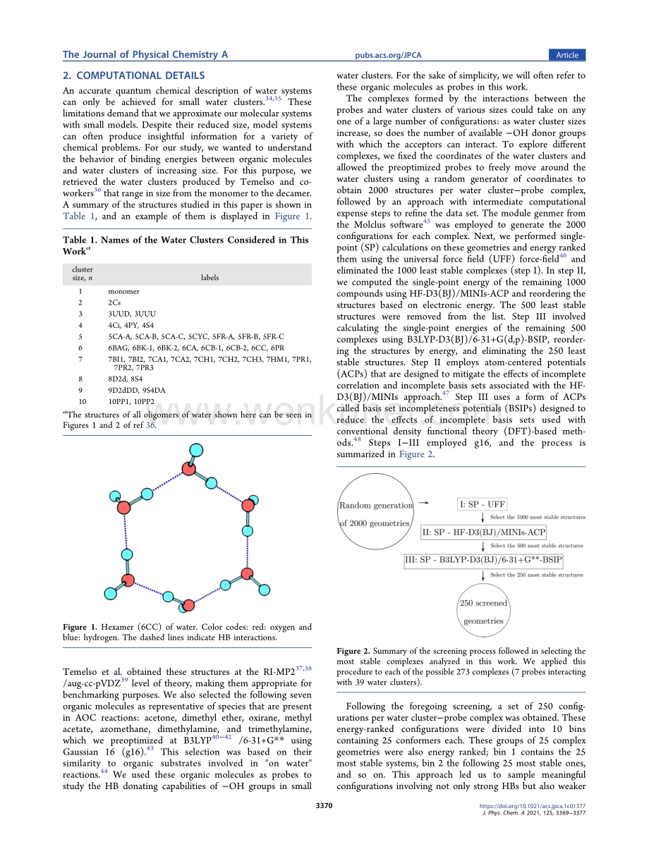 Computational Study of Hydrogen Bond Interactions in Water Cluster–Organic Molecule Complexes.pdf_第2页