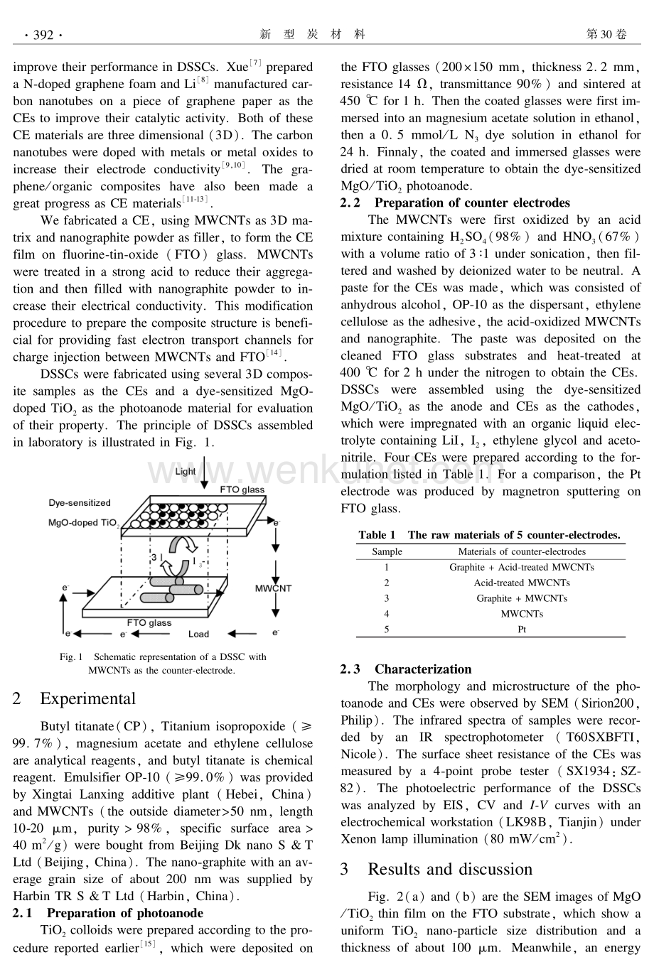 用于染料敏化太阳能电池的多壁碳纳米管基对电极的制备与表征.pdf_第2页