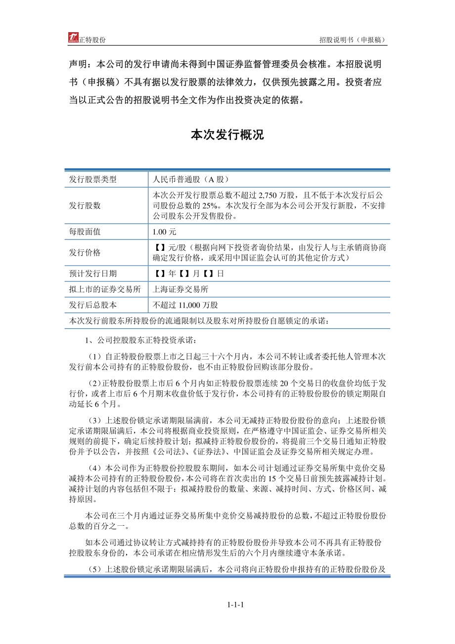 浙江正特股份有限公司招股说明书.pdf_第2页