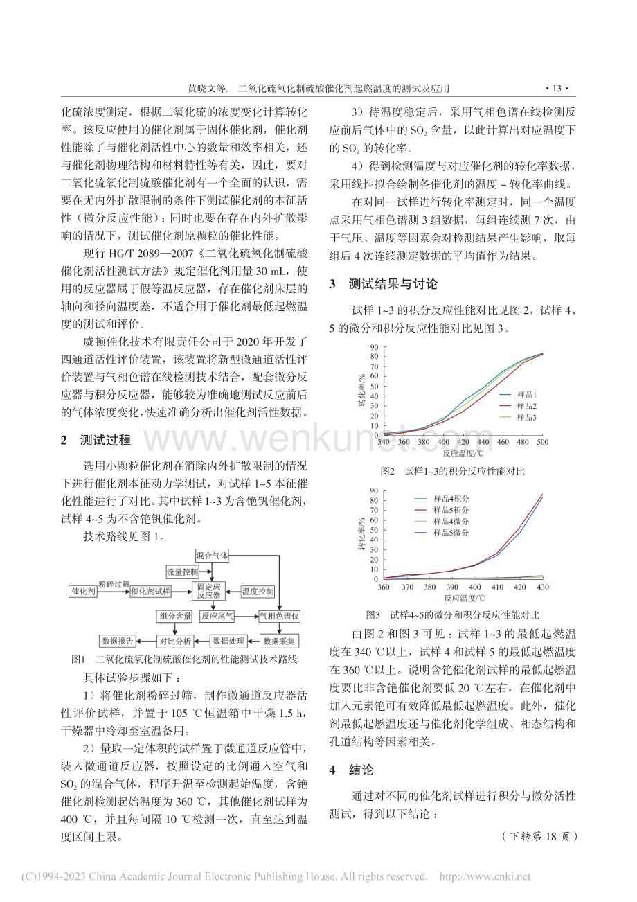 二氧化硫氧化制硫酸催化剂起燃温度的测试及应用_黄晓文.pdf_第2页