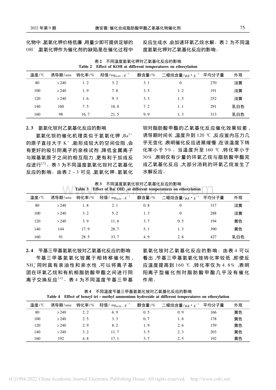 催化合成脂肪酸甲酯乙氧基化物催化剂_唐安喜.pdf_第3页