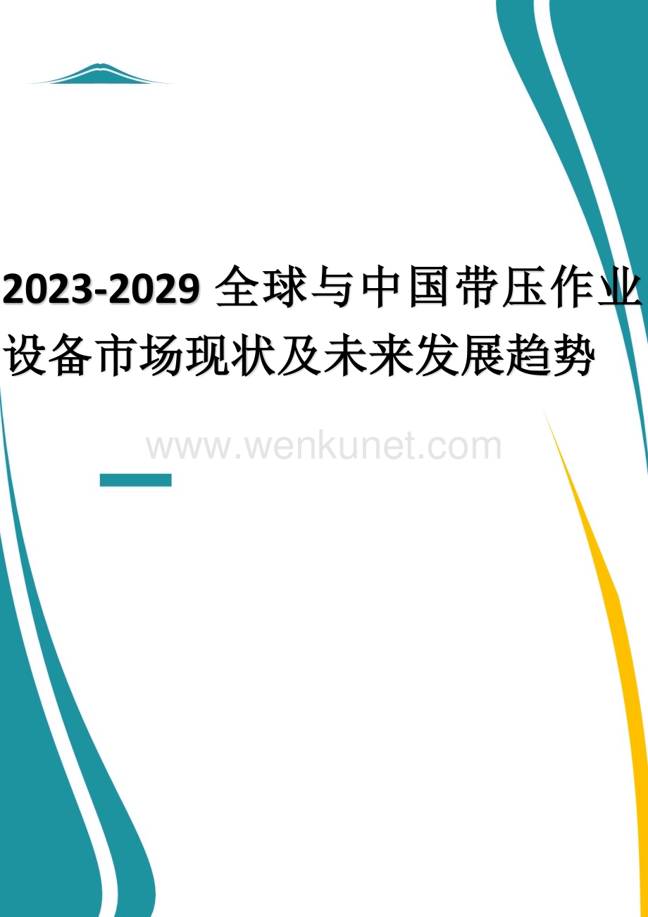 2023-2029全球与中国带压作业设备市场现状及未来发展趋势.docx_第1页
