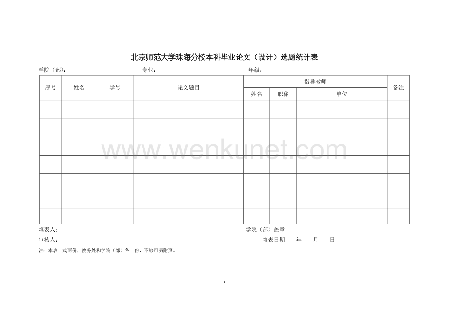 北京师范大学珠海分校本科毕业论文（设计）选题统计表.docx_第1页