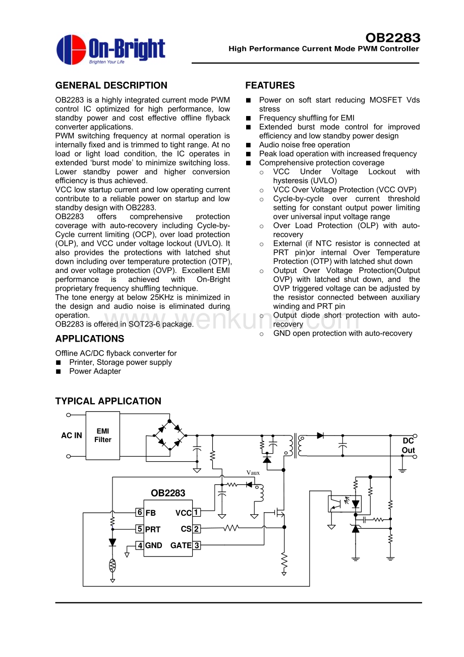 OB2283MP电流模式PWM控制器-ob2283芯片中文资料_骊微电子.pdf_第1页