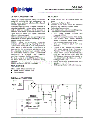 OB2283MP电流模式PWM控制器-ob2283芯片中文资料_骊微电子.pdf