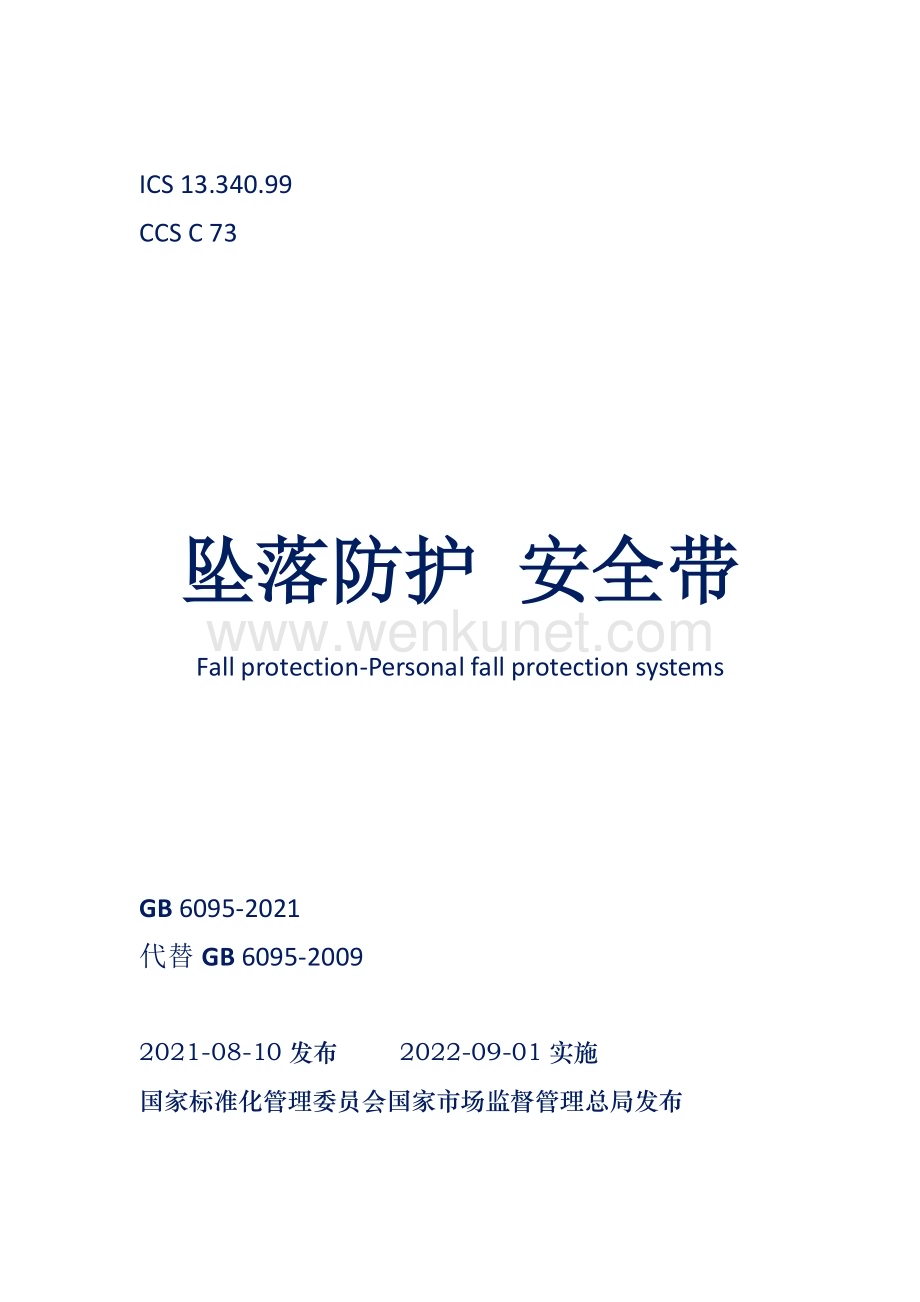 坠落防护安全带强制性国家标准GB6095-2021.pdf_第1页