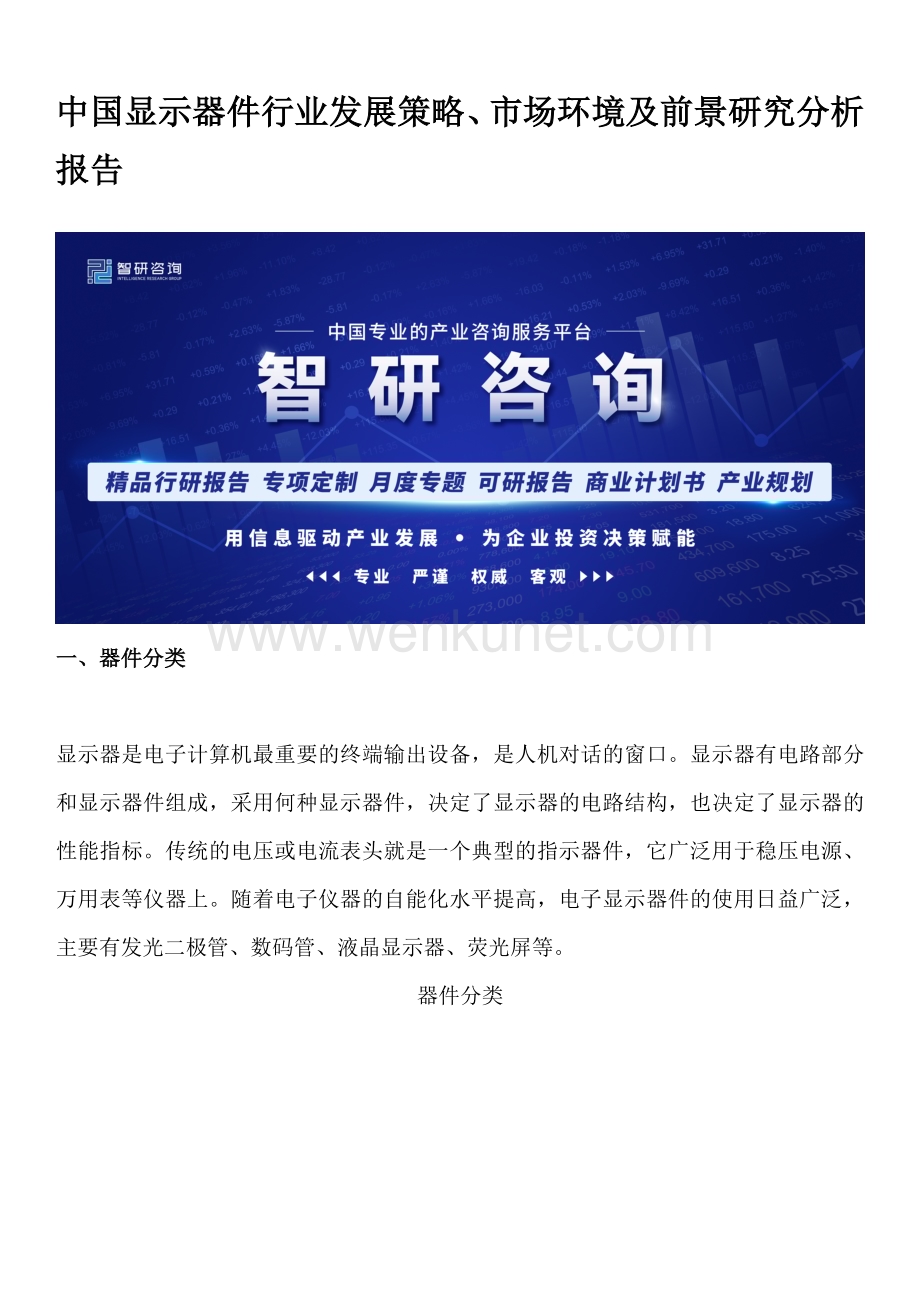 中国显示器件行业发展策略、市场环境及前景研究分析报告.docx_第1页