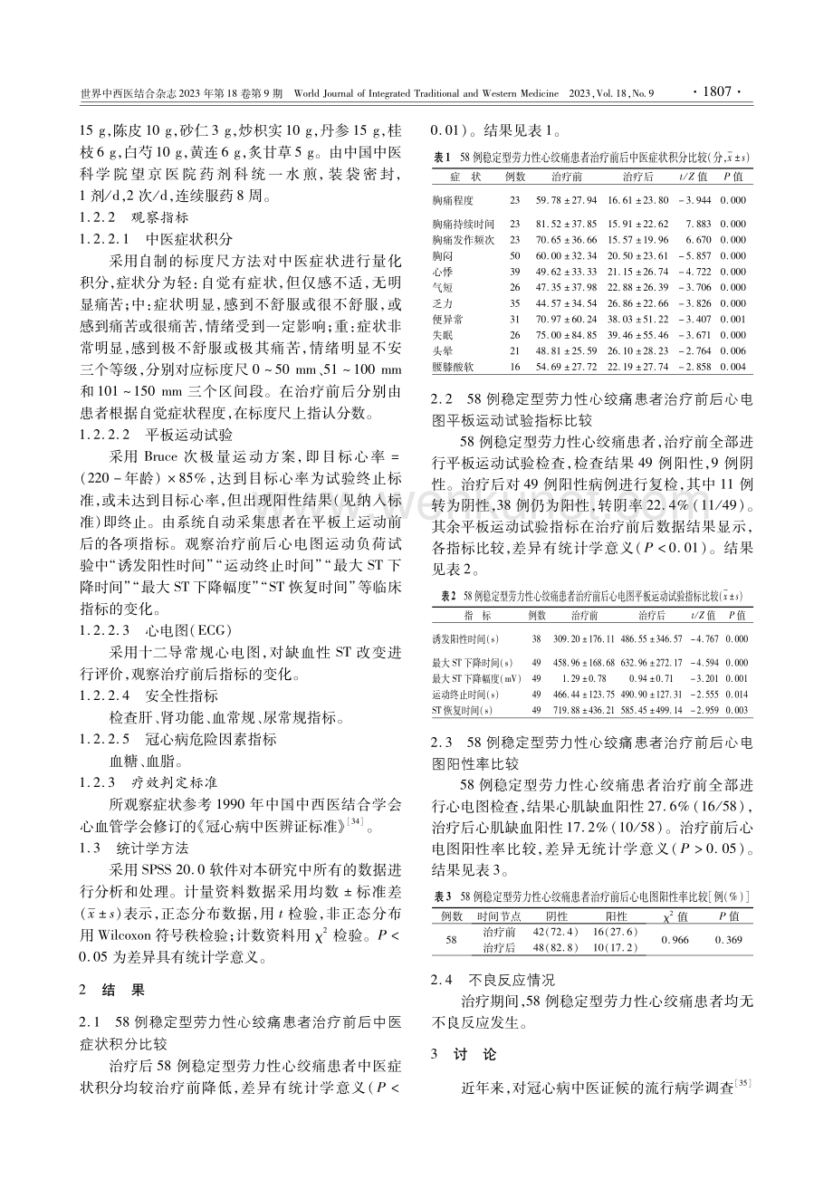 调理脾胃法治疗稳定型劳力性心绞痛58例临床观察.pdf_第3页