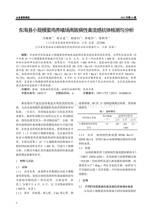 东海县小规模蛋鸡养殖场高致病性禽流感抗体检测与分析.pdf