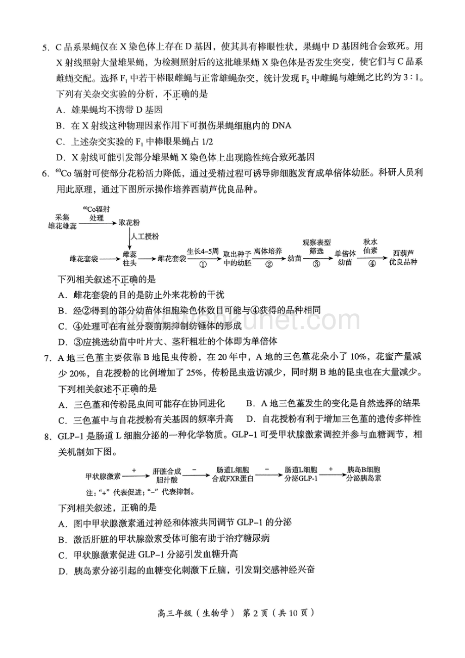 北京市海淀区2024届高三下学期一模试题 生物 PDF版含答案.pdf_第2页