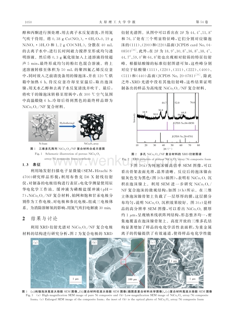 多孔阵列结构钴酸镍_泡沫镍复合电极材料制备及其在重金属离子检测中的应用.pdf_第3页