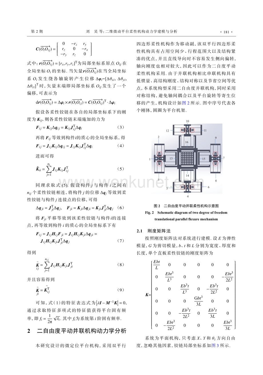 二维微动平台柔性机构动力学建模与分析.pdf_第3页