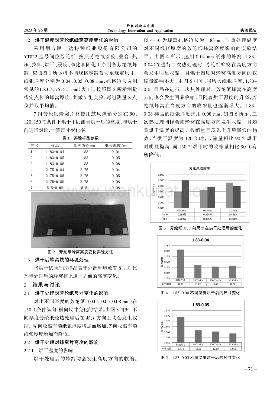 二次热处理对芳纶纸蜂窝高度变化趋势及影响因素分析.pdf_第2页