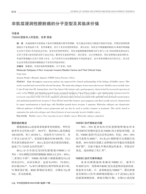 非肌层浸润性膀胱癌的分子亚型及其临床价值.pdf