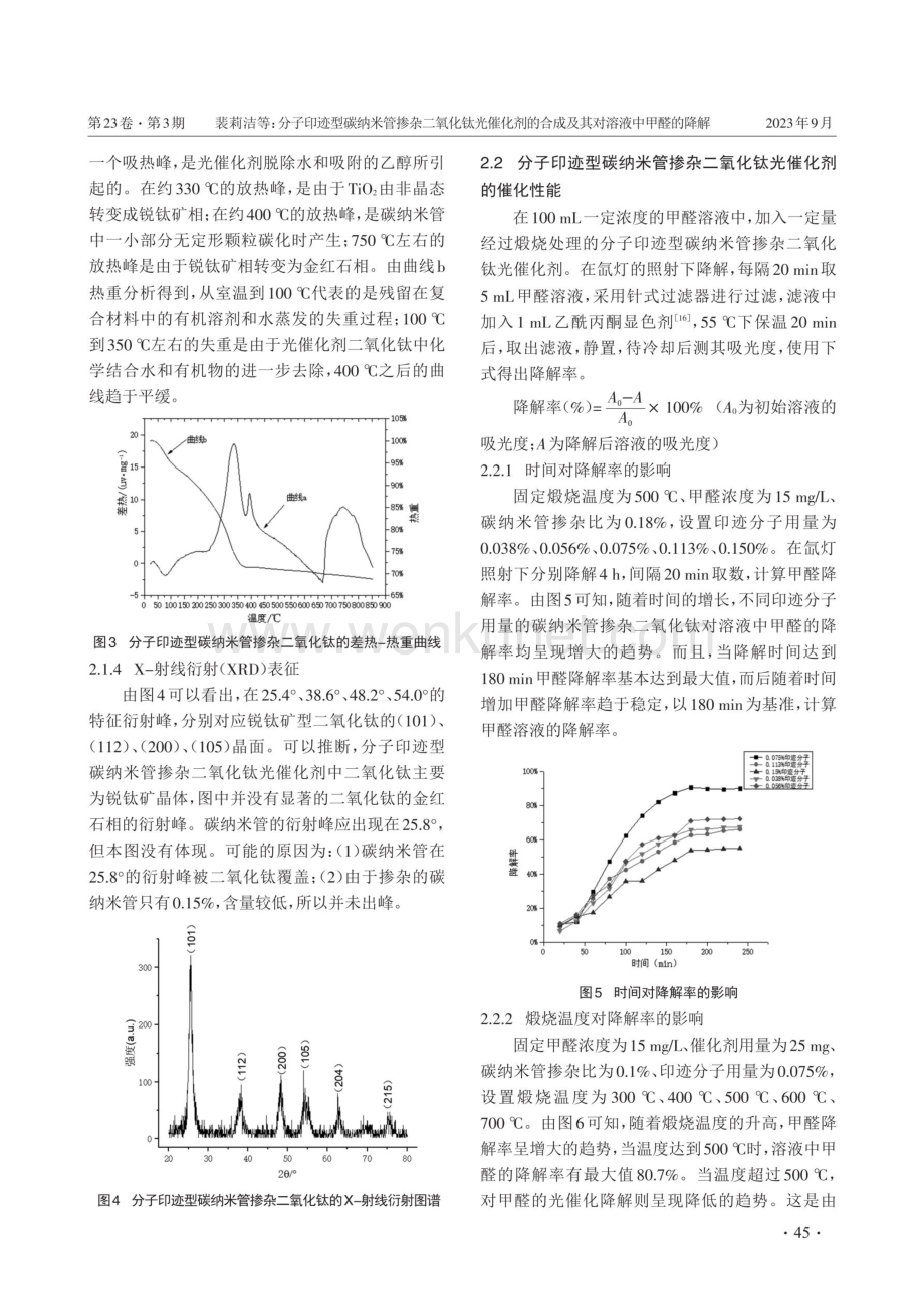 分子印迹型碳纳米管掺杂二氧化钛光催化剂的合成及其对溶液中甲醛的降解.pdf_第3页
