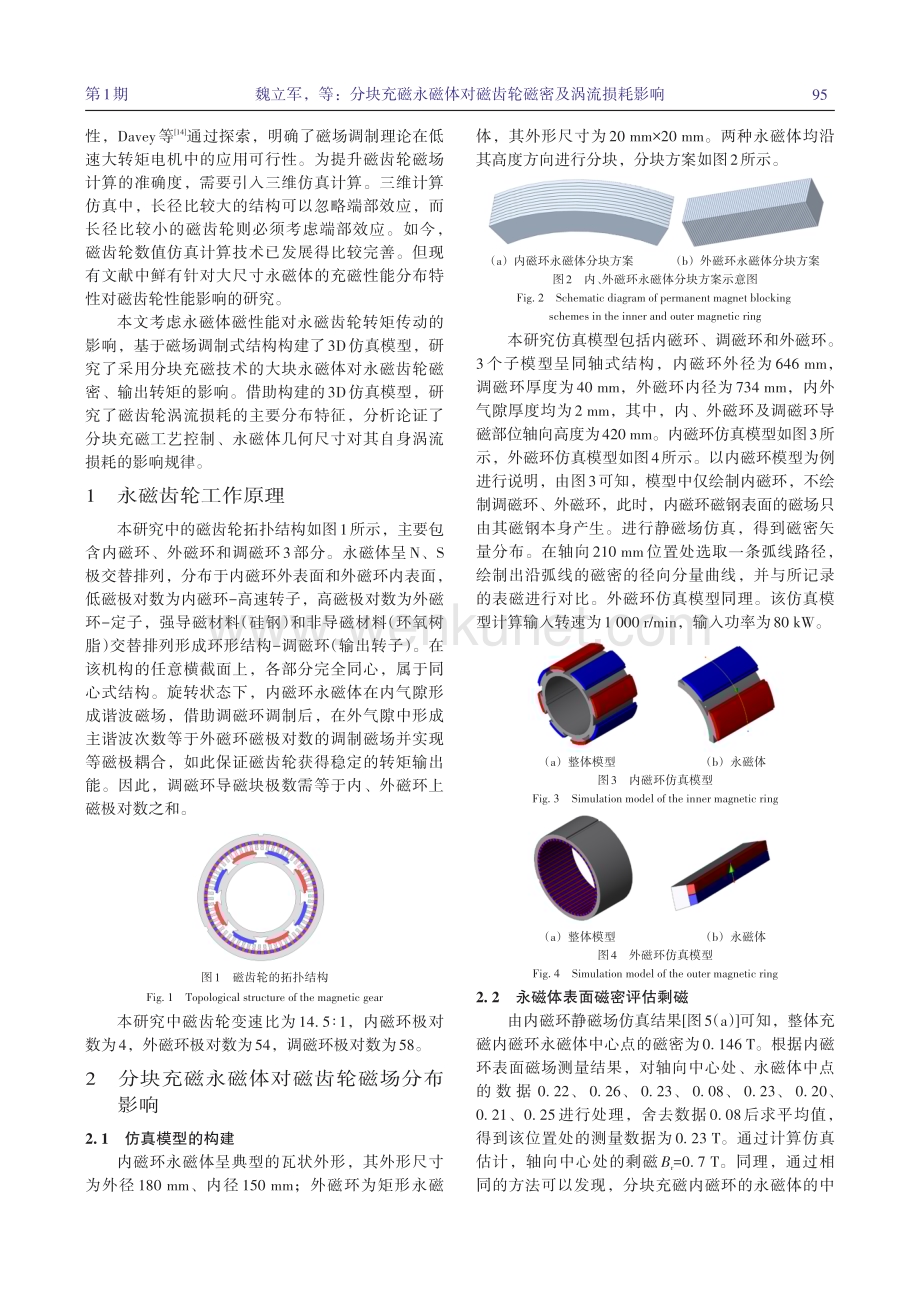 分块充磁永磁体对磁齿轮磁密及涡流损耗影响.pdf_第2页