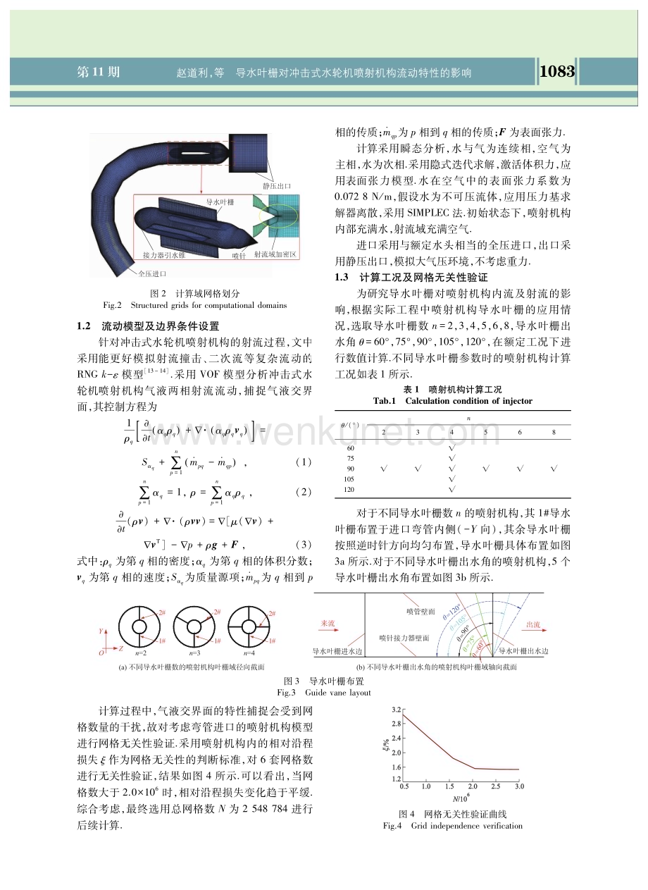 导水叶栅对冲击式水轮机喷射机构流动特性的影响.pdf_第3页