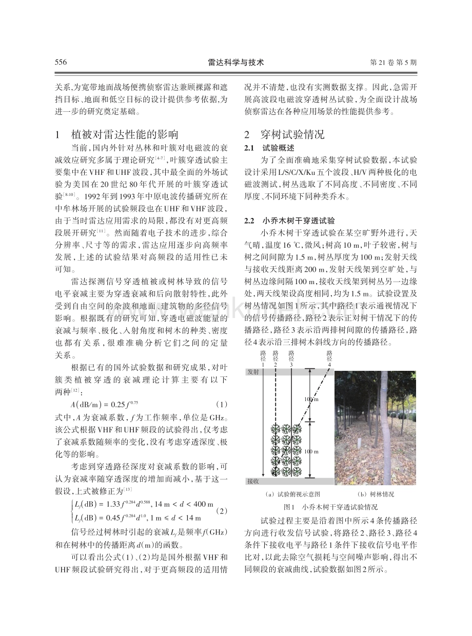 地面战场侦察雷达穿树衰减试验研究.pdf_第2页