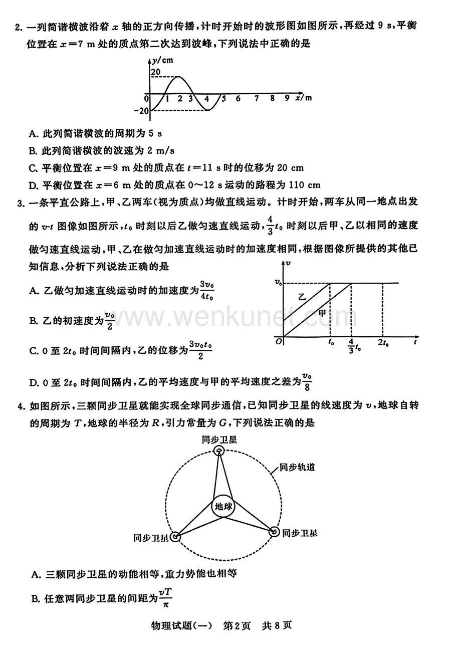 湖北省T8联盟2024届高三下学期压轴考试（一模）物理 PDF版含解析.pdf_第2页